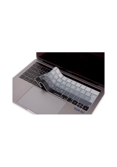 Macbook Pro Klavye Koruyucu Touchbarlı Uk-eu İngilizce Ombre A1706 A1989 A2159 A1707 A1990 Uyumlu Siyah Gri