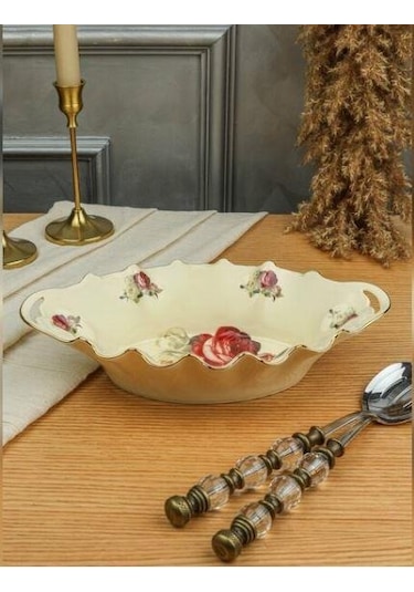 Roykıng Rose 29 Cm Oval Kulplu Derin Sunum Tabağı