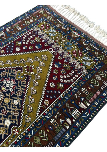 El Dokuma Sıfır Koleksiyonluk Yahyalı Halısı 117x225 Kök Boya %100 Yün Halı Renkli