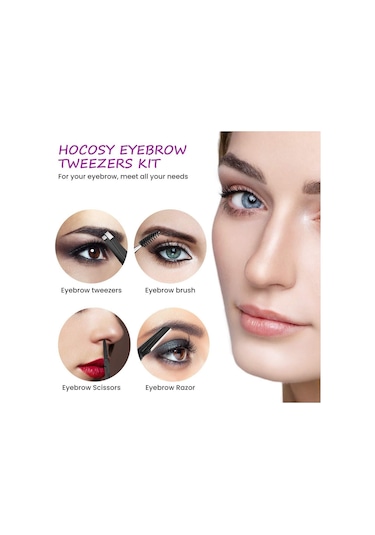 Valkyrie Deri Çantalı Kaş Usturalı Cımbız Seti Siyah 5'li