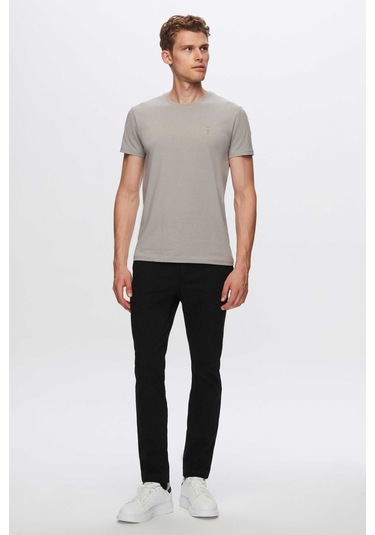 Twn Slim Fit Gri Düz Twn Logo Baskılı Strech Pamuklu T-shirt 2ec148551753m 301