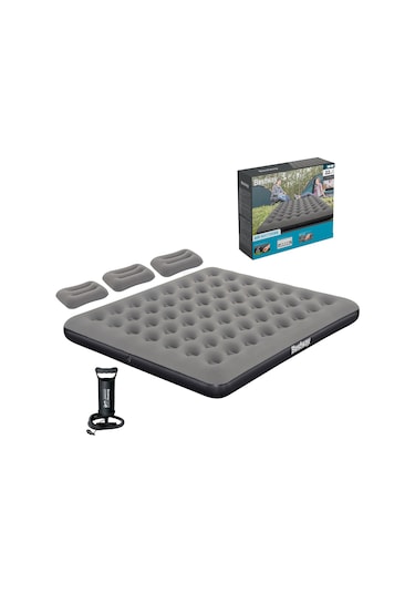 Bestway Ultra King 3 Kişilik Şişme Yatak, El Pompası Ve Yastık 203x183x22cm 671hc Bw149 Gri