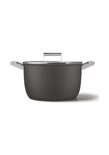 Smeg Cookware 50's Style Siyah Tencere Cam Kapaklı 26 CM 7.7 L