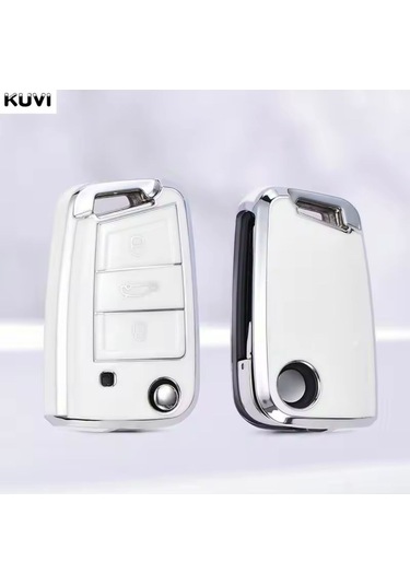 Volkswagen Taigo Beyaz-silver Anahtar Kılıfı