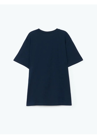 Nice & Easy Erkek Pamuklu Yazılı Tişört. 385464161 Mavi