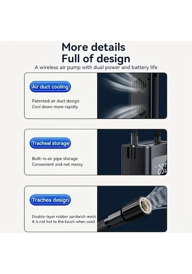 Willowhaven Portable Air Pump Şarjlı Kablosuz Araba Bisiklet Motosiklet Lastik Şişirme