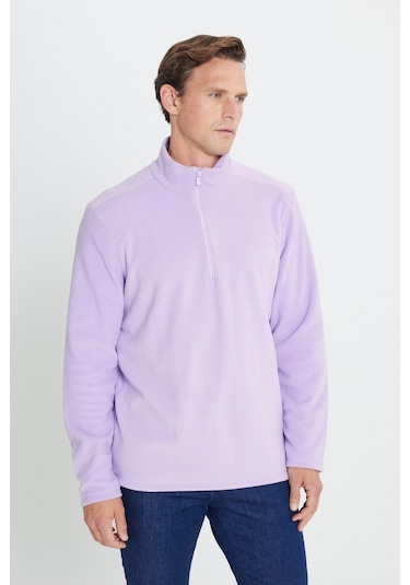 AC&Co / Altınyıldız Classics Anti-Pilling Tüylenme Yapmayan Bato Yaka Erkek Polar Sweatshirt Lila AC&Co / Altınyıldız Classics Anti-Pilling Tüylenme Yapmayan Bato Yaka Erkek Polar Sweatshirt Lila