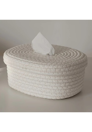 Gateesat Doğal Halat Dokuma Mendil Kutusu Saklama Sepeti Beyaz Kağıt Çekmece Beyaz Kağıt Çekmecesi