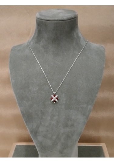 925 Ayar Gümüş Rengarenk Papatya Model Kolye Gümüş