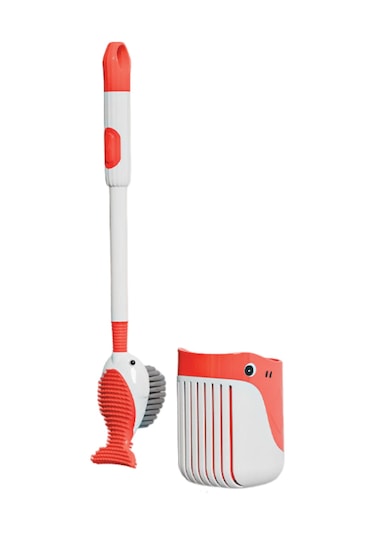 Yunboo "silikon Tuvalet Fırçası Seti: Süction Cup Tabanlı, Temizleyici İçeren, Kırmızı Renkli" Kırmızı