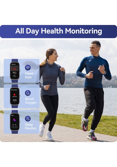 Geeroyoo Anyloop Alb1 Akıllı Saat - Kalp Atımı, Kan Oksijeni Ve Uyku İzleyici - Ip68 Su Geçirmez - 20+ Spor Modu - Adım Ve Kalori Sayaç - Erkek/kadın - Lacivert