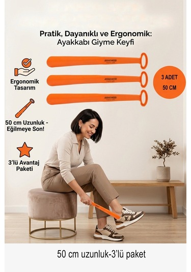 Ayakmod Turuncu Hafif Esnek Büyük Boy 3'lü Ayakkabı Çekeceği