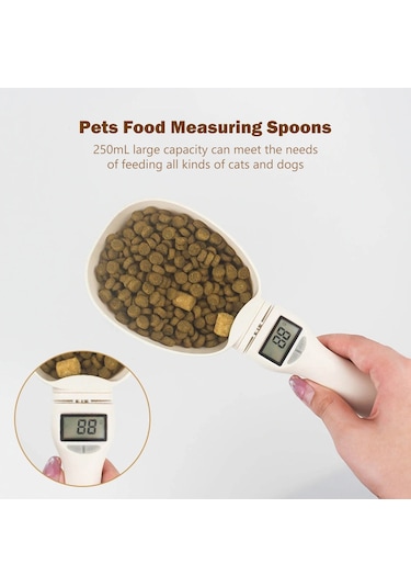 Xiyyadms Dijital Ölçekli Evcil Hayvan Mama Kaşığı - 250ml Kapasiteli, Mutfak Ve Laboratuvar Kullanımı İçin Pratik Çözüm Beyaz