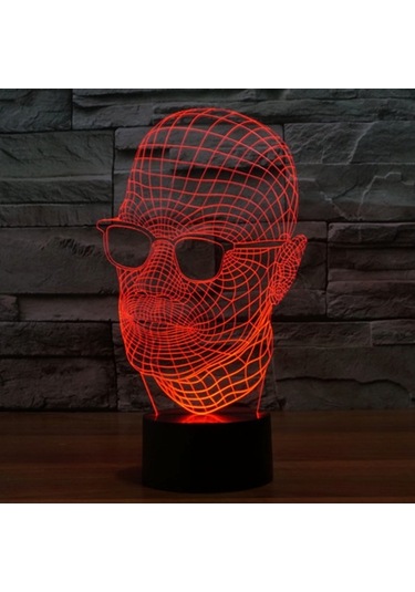 Sones Gözlüklü Adam Stil 3d Dokunmatik Anahtar Kontrol Led Işık, 7 Renk Renk Değişikliği Görsel Stereo Lamba Gece Lambası 50281349 Çok Renkli