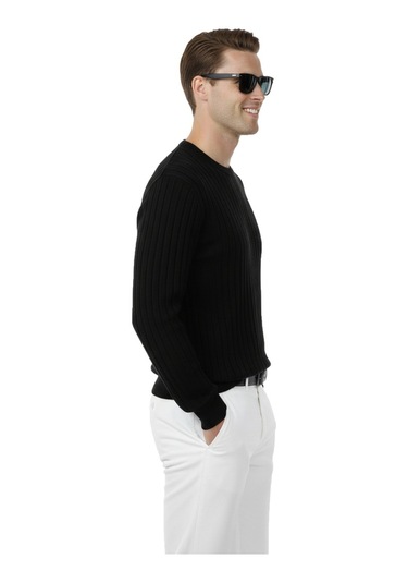 Deepsea Erkek Siyah Rahat Kalıp Çizgi Dokulu Triko Kazak Şık & Modern Tasarım 2605432 Siyah Deepsea Erkek Siyah Rahat Kalıp Çizgi Dokulu Triko Kazak Şık & Modern Tasarım 2605432 Siyah
