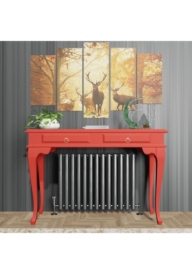 Roys Ahşap 120 Cm Kırmızı Çekmeceli Petek Üstü Yüksek  Dresuar Kırmızı