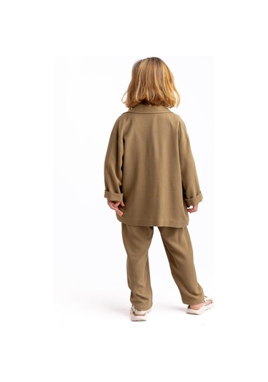 Oliven The Kid Unisex Klasik Keten Pantolon Caramel Caramel Kahverengi