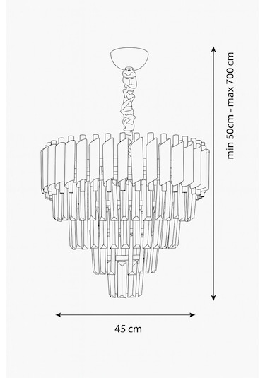 Palmira 45'lik Kristal Taşlı Lüks Avize - Sarı-yaldız Sarı Yaldız