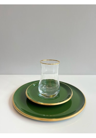 Glore 18 Parça Solid Pasta Çay Seti Yeşil 85495 Yeşil