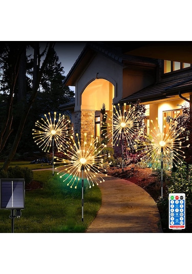 Güneş Enerjili Işıklar Bakır Tel Yıldız Yağmuru Havai Beyaz L5967w-5 Beyaz