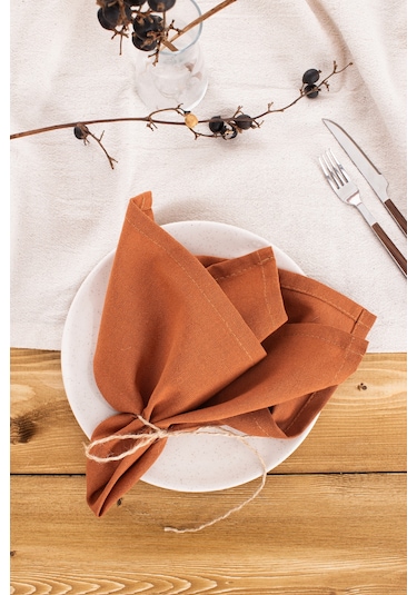 Wellstil Premium Keten Peçete 6'lı 40 x 40 Tarçın