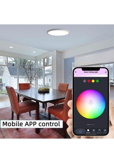 Metabagua Akıllı Led Tavan Lambası Wifi Oda Dekoru Qqlw5x Açık Sarı