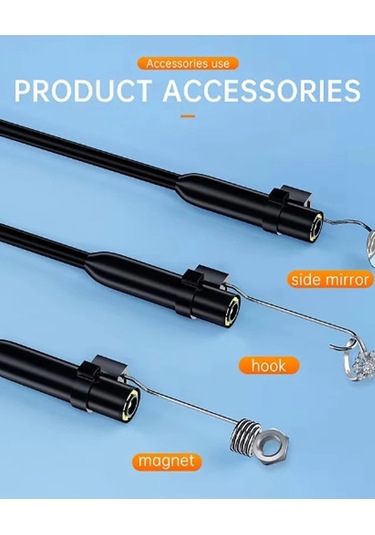 Endoskop Yılan Video Kamera Ios Ve Android Uyumlu Led Li 10 Metre 8 Mm Sert Kablo 2mp