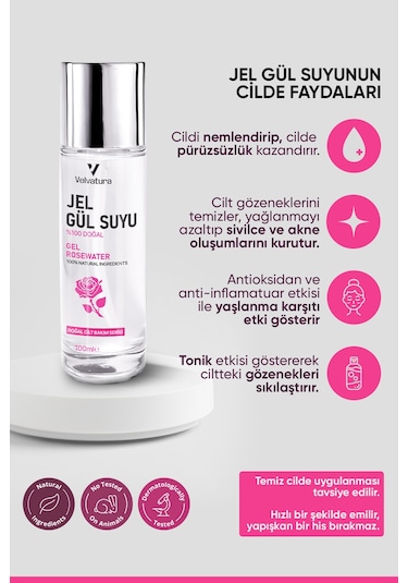 Velvatura Doğal Jel Gül Suyu 100 ML