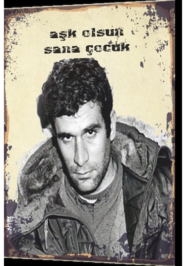 Deniz Gezmiş aşk olsun sana çocuk retro ahşap poster