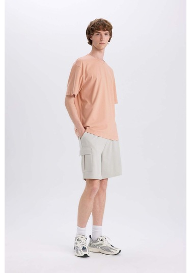 DeFacto Regular Fit Beli Bağcıklı Kargo Cepli Şort D9494AX25SMGR503