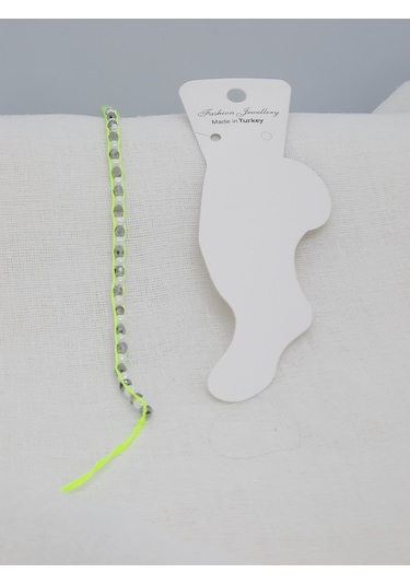 Glamglamour Fosfor Yeşil Kristal Boncuk Kadın Halhal Çok Renkli