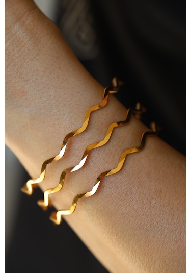 Yenigün Kuyumculuk Yatırımlık Üçlü Zikzak Ajda Altın Bilezik