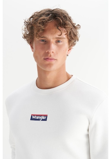 Wrangler Erkek Mid Logo Sweatshirt Off White Çok Renkli