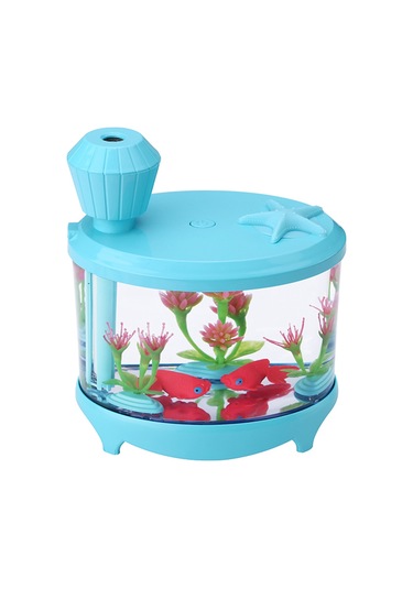 Teltree Usb Akvaryum Nispetli Nemlendirici - Ev Ve Ofis İçin Hava Temizleyici, Romantik Gece Lambası,淡蓝色, 6 Saat Otomatik Kapatma Özelliği