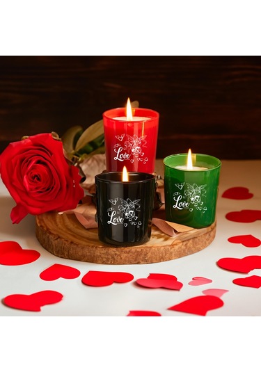 Selka Home Eros Cam Bardak Mum 3 x 110 G