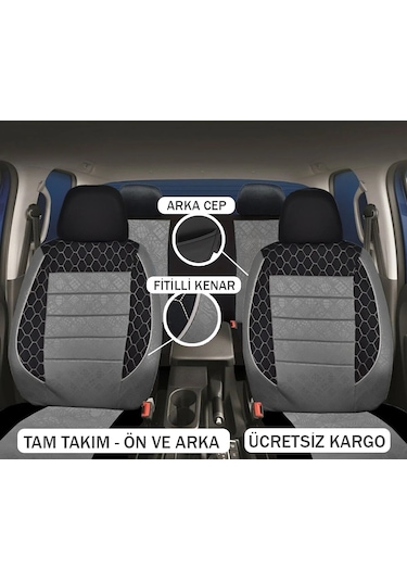 Lada Oto Koltuk Kılıf Ön Ve Arka Gofraj Serisi Grı