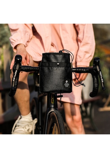 Rhınowalk Rk24932 Bisiklet Ön Tüp Çantası Çok Fonksiyonlu Polyester Bisiklet Çantası Omuz Çantası Saklama Kılıfı - Siyah