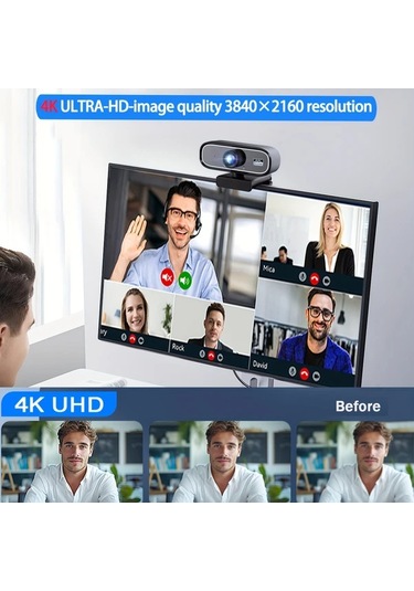 Chuangyinshop Fhd-1080p Webcam Q5 Black Exhqdr Q5 Uhd 4k 120 Derece Genis Acili Usb Kamera Tip C Adaptorlu Tripod