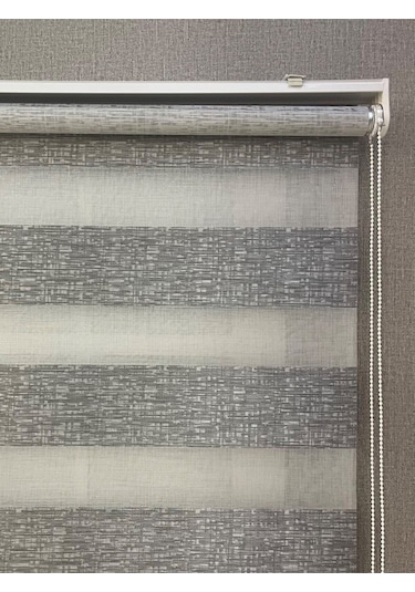 Delüks Zebra Stor Perde Geniş Plise Açık Gri Açık Gri