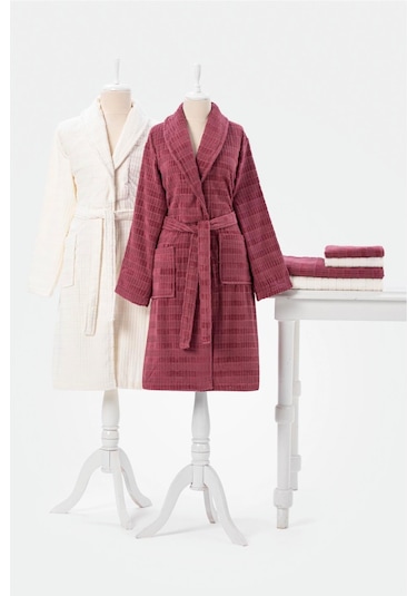 Özdilek Land Aile Bornoz Seti - K.pembe - Krem Krem - Pembe