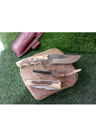 Tctknives El Yapımı Av Kamp Kılıflı Bıçak001 Kahverengi - Krem