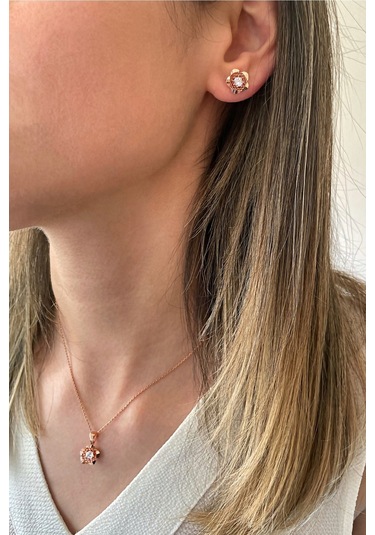 925 Ayar Gümüş Rose Çiçek Set - 67018601 Rose Gold