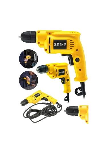 Steiner 1400 Watt 10 Mm Kablolu Darbesiz Vidalama Matkap Sarı