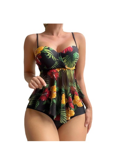 Kadınlar İçin 2023 Kadın Tasarımcı Bikini İki Adet Set Yüksek Bel Mayo Zayıflama Mayo Kadın Push Up Vintage Beachwear Siyah