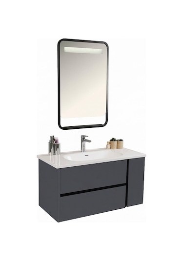 Kobos Linear 100 Cm Banyo Dolabı Seti Füme