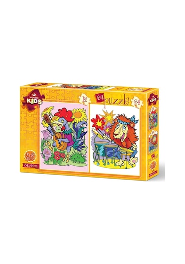 Art Puzzle 12+24 Parça Müzisyen Hayvanlar 4490