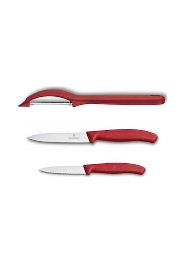 Victorinox Kırmızı Soyacak ve Soyma Bıçak Seti 3 Parça Kırmızı