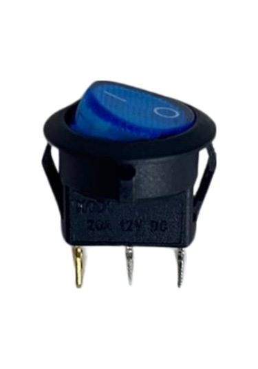 Yuvarlak On-off Işıklı Anahtar 3 Pin Mavi Switch 10 Adet