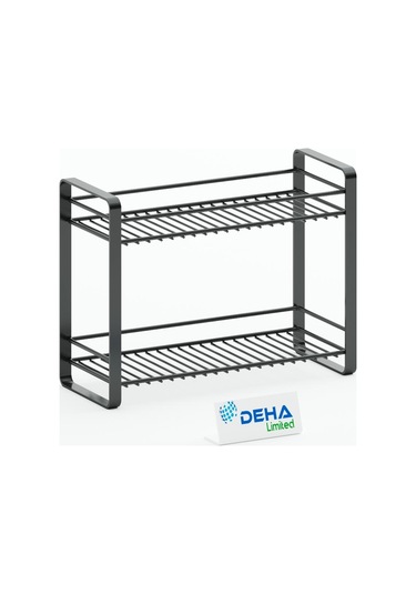 Masa Tezgah Üstü Düzenleyici Metal Organizer Raf Banyo Mutfak Rafı Baharatlık Makyaj Standı Siyah Beyaz