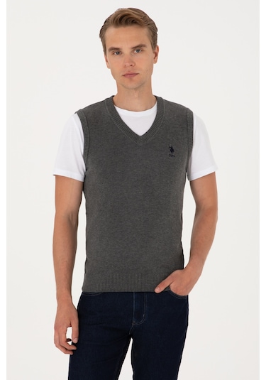 U.s. Polo Assn. Erkek Antrasit Melanj Süveter 50316843-vr081 Antrasıt Melanj